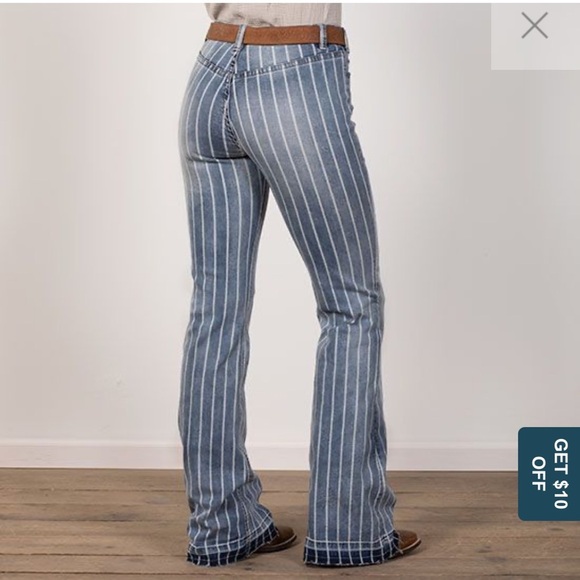 Rock and Roll Denim Pin Stripe Flare Jeans - Picture 16 of 16